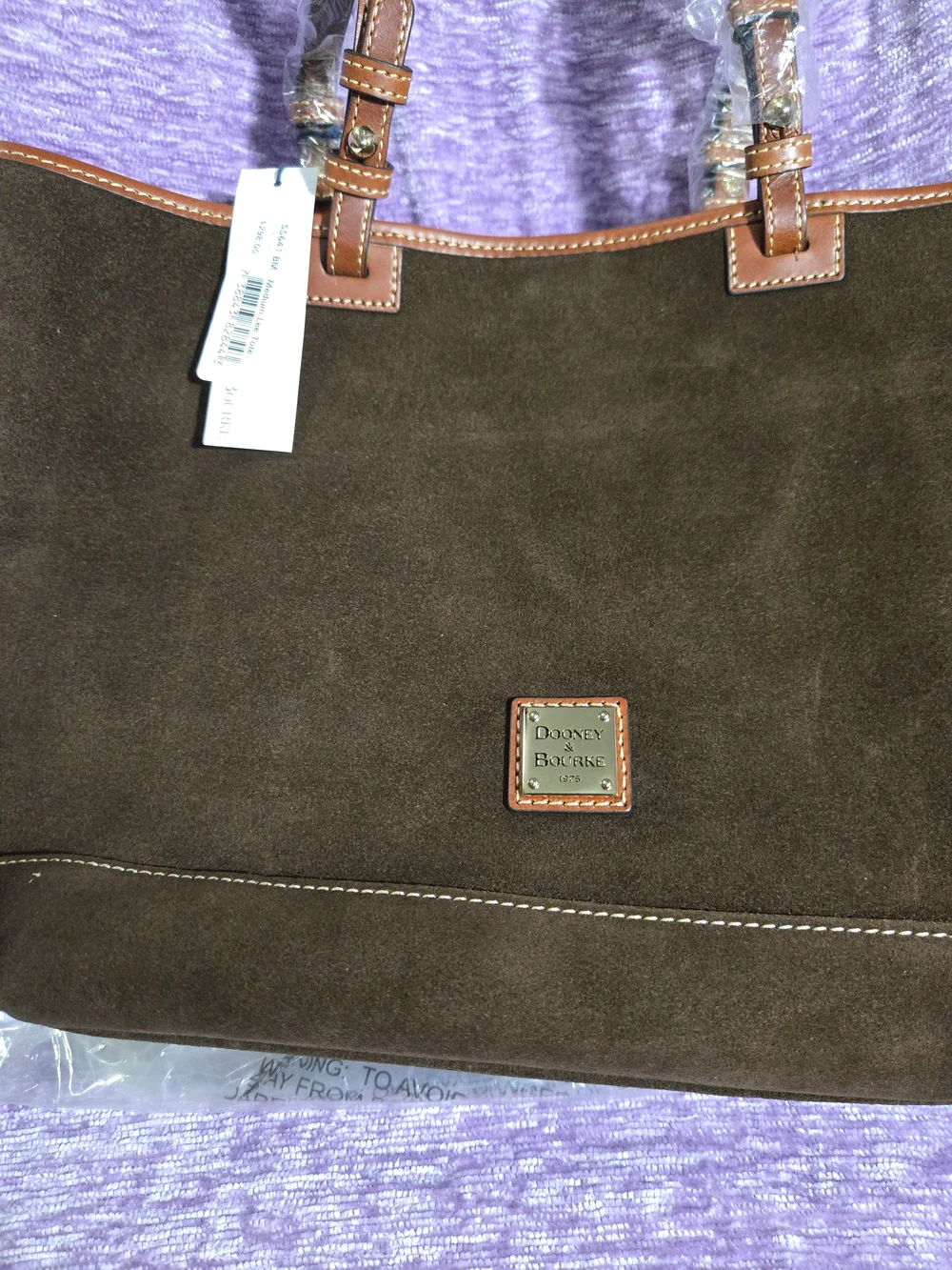 Dooney & Bourke Brown Suede CHARLESTON Tote Bag - Classic Women's Carryall. NWT